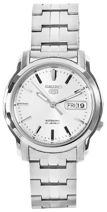 Seiko Herr analog automatisk klocka med rostfritt stål rem SNKK65K1, SILVER, Armband