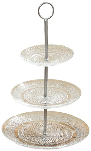 Etagere relief 3 x H 35 cm glas klar