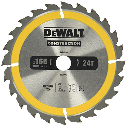 DEWALT DT1934-QZ Construction Circ Saw Blade, Yellow, 165 x 20 mm