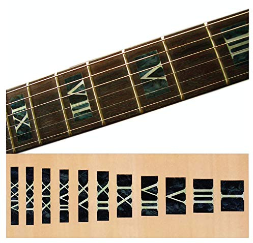 Inlaystickers Sticker Griffbrett Position Marker für Gitarren & Bass - Roman Numeral Blocks - Schwarze Perle F-018RN-BP