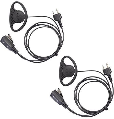 COODIO 2 x Ohrhörer 2 Pin D-Ring Polizei Security Ohrhörer Headset [im Kabel integrierter PTT] Kopfhörer Mikrofon Kompatibel mit Midland Walkie-Talkie PMR