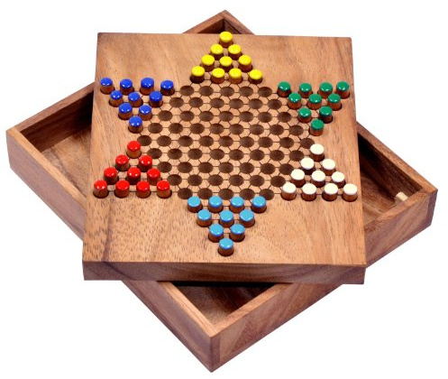 LOGOPLAY Halma Gr. S, Stern Halma, Dama Cinese, Gioco di Strategia, Gioco da Tavolo in Legno (Multicolore)