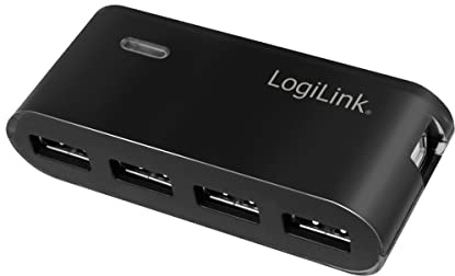 LogiLink UA0085 - Hub de 4 Puertos USB 2.0 y Fuente de alimentación, Negro