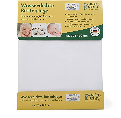 Grünspecht 164-00 vattentät sängdyna 70 x 100 cm vit