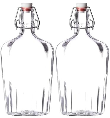 Bormioli Rocco Fiaschetta Glass 17 Ounce Pocket Flask, Set of 2