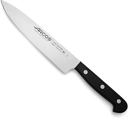 Arcos Chefmesser aus Edelstahl - Professionelles Küchenmesser für Schneiden einer Vielzahl von Lebensmitteln, Ergonomischer Griff aus Polyoxymethylen, Klinge 180 mm - Schwarz, Serie Universal | Profi-Einsatz zum Schneiden vielseitiger Lebensmittel, ergonomischer POM-Griff. Serie Universal. Schwarz.