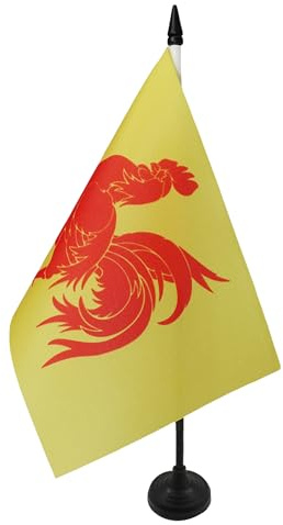 AZ FLAG Drapeau de Table Wallonie 21x14 cm Polyester 100D Socle Plastique | Usage intérieur Drapeau de bureau finition cousue et bords renforcés avec mât en plastique et socle en plastique