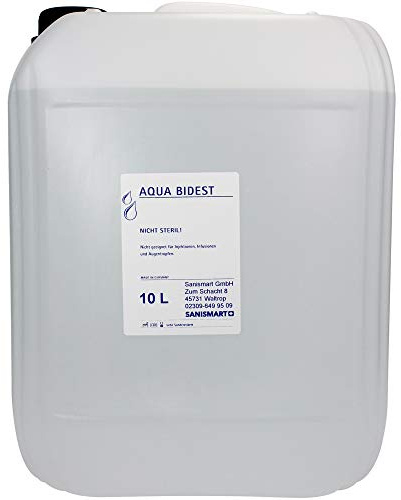 Aqua Bidest Laborwasser 10 L | Bidestilliertes Wasser mit erhöhter Reinheit | Leitfähigkeit < 0,06 µS/cm | Für medizinische, pharmazeutische, chemische & technische Zwecke | Nicht steril
