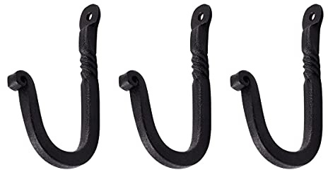 3 Haken schmiedeeisen schwarz Single 3 1/5,1 cm H x 1 1/10,2 cm Projektion | Renovator wochenbedarfs