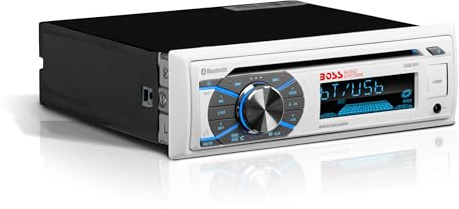 BOSS Audio Systems MR508UABW Marine Boat Stereo – Single Din, Bluetooth, CD DVD Player, AM/FM Radio Receiver, USB