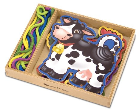 Melissa & Doug Holztafel Bauernhof mit Schnüren zum Einfädeln