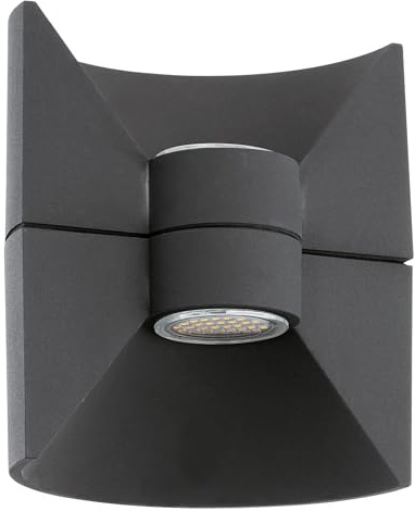 EGLO LED Außen-Wandlampe Redondo, 2 flammige Außenleuchte | Wandleuchte aus Aluguss, Farbe: Anthrazit, IP44
