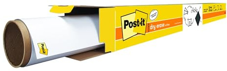 Post-it Dry Erase Whiteboard Film Surface for Walls, Doors, Tables, Chalkboards, Whiteboards, and More, Removable, Stain-Proof, Easy Installation, 8 x 4 ft Roll (DEF8x4)