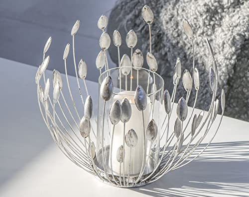 Windlicht Trevi antik-silber ,Metall ,H18/D17 cm