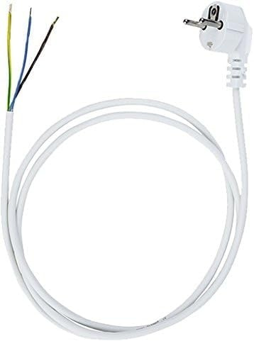 Anschlussleitung Zuleitung Stecker Netzkabel Stromkabel 3-polig 3 x 1mm2 (5.0 Meter, Weiss)