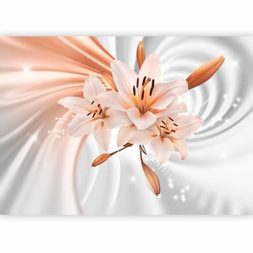 Papier peint murando panoramique nature 400x280 cm - Revêtement mural décoration salon - Design moderne - Abstraction lueur fleurs lys nature moderne orange plantes tourbillon b-A-0317-a-c