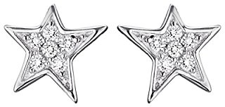 Engelsrufer Stern Ohrstecker für Damen rhodiniertes 925er-Sterlingsilber Weiße Zirkonia Größe 7,5 mm
