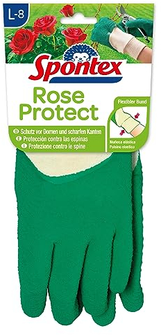 Spontex Rose Protect Gartenhandschuhe, extra robust für Dornen und Hecken, mit Naturlatexbeschichtung, Größe L, 1 Paar