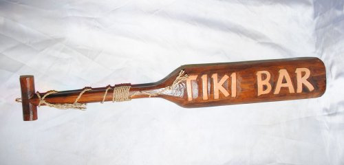 INDIGOS UG Wandtattoo Tiki Bar Paddel mit Palmen - Holz handbemalt aus Indonesien - Bali 100 cm - geeignet für Wohnzimmer und Kinderzimmer - zur modernen Wandgestaltung im