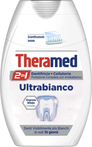 Theramed, Ultra White Zahnpasta, Aufhellung und Fleckenschutz, antibakteriell, für frischen Atem und gesundes Zahnfleisch, 1 Flasche mit 75 ml