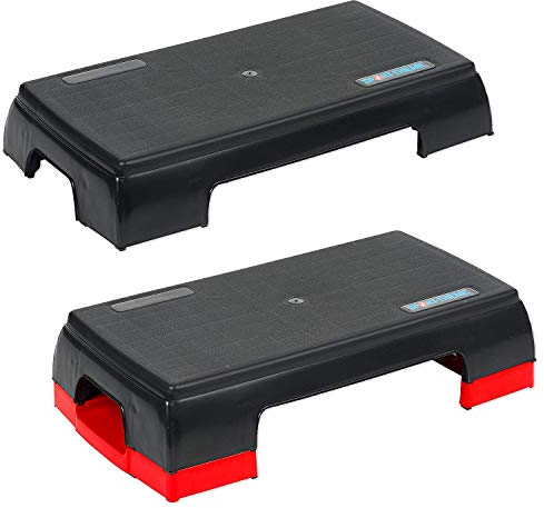 Sport-Thieme Aerobic-Step Workout | Steppbrett mit oder ohne Erhöhung | Höhenverstellbare u. rutschfeste Stepbench | Bis 110 kg belastbar | Höhe: 13 cm o. 18,5 cm | Kunststoff