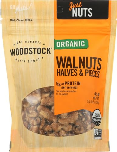 Woodstock, Organic Walnuts, Halves and Pieces, 5.5 oz (156 g) Woodstock, Organic Walnuts, Halves and Pieces, 5.5 oz (156 g) - 2pcs