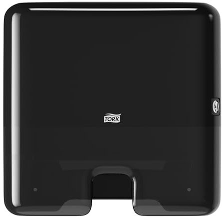 Tork 552108 Dispensador de toallas de mano entreplegadas, despachador de papel secamanos de Tork compatible con el sistema H2, 29.5 x 30.2 x 10.1, negro