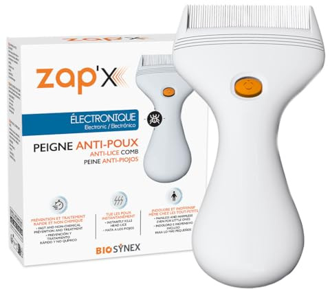 ZAP'X - Peigne Anti-Poux Électronique - Élimine les Poux et les Lentes Instantanément - Solution Naturelle Non Chimique