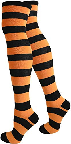 normani Damen Overknees geringelt Baumwolle mit Elasthan uni oder Ringel