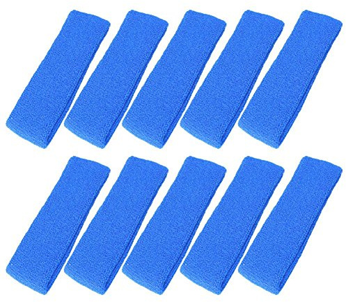 Mallofusa ? 10 PCS Cotton Sports Basketball Headband/Sweatband Head Sweat Band/Brace Gift Party Outdoor Activities (Blue)