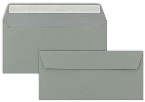 50 Brief-Umschläge DIN Lang - Graphitgrau/Dunkelgrau - 110 g/m² - 11 x 22 cm - sehr formstabil - Haftklebung - Qualitätsmarke: FarbenFroh by GUSTAV NEUSER