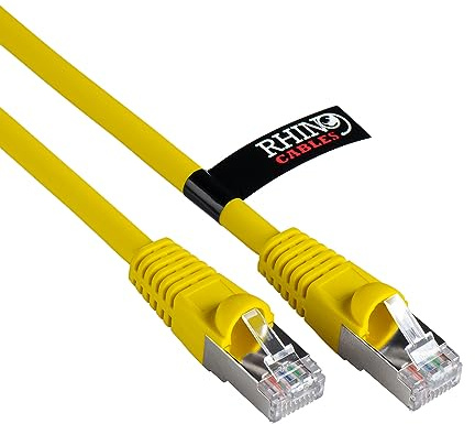 rhinocables CAT 6a Ethernet Cable | 10Gbps S/FT High-Speed & Large Bandwidth Data Transfer | Reliable LAN Network RJ45 Cable | Wi-Fi Broadband Cable for Seamless Gaming & Streaming (3m, Yellow)