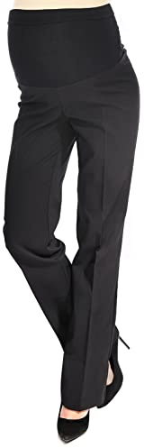 MijaCulture Pantalón premamá clásico y Elegante, Formal Smart 1011A (M, Negro/Entrepierna 80cm)