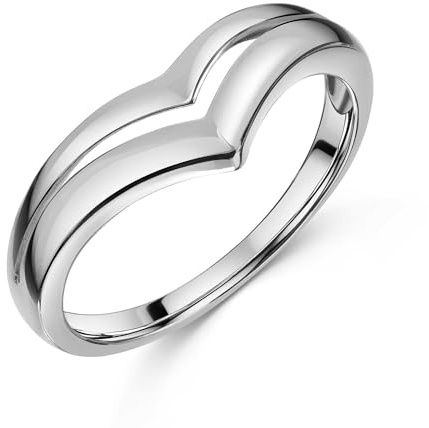 V-Form Ring Silber 925 für Damen - Schlichter Silberring modern SR-72 | Schlichter Damenring aus hautfreundlichem Sterlingsilber incl Geschenk Box von MATERIA by Matthias Wagner