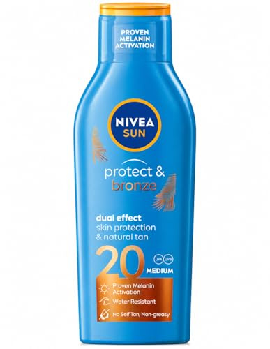 Nivea Sun Protect & Bronze Sonnenschutz Lotion LSF 20 200ml | UVA-Schutz, Sofortiger Schutz, Wasserbeständig