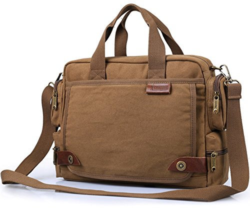 Outdoor Peak Herren Leinwand Tasche Arbeit Reise Aktenkoffer-Laptop Satchel Schultertasche Messenger Tasche für 14 Zoll Laptop (Farbe 2)