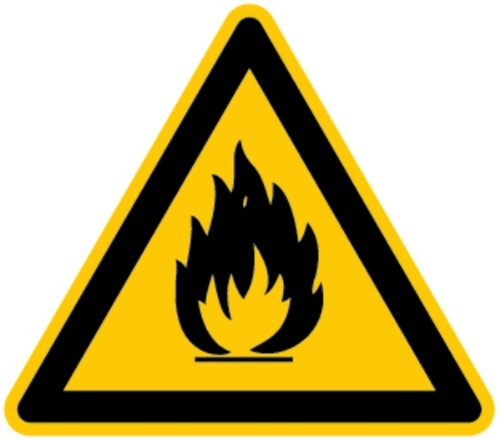 LEMAX® Warnschild, Warnung vor feuergefährlichen Stoffen W021 DIN EN ISO 7010 Kunststoff gelb/schwarz, 200mm