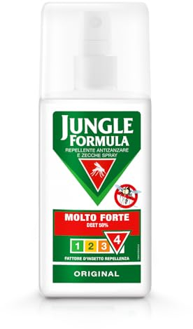 JUNGLE FORMULA Molto Forte Spray Antizanzare - Repellente Per Insetti Con Azione Protettiva Duratura - 9 ore di protezione - 75 ml