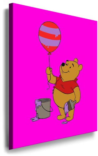 Winnie the Pooh Kinderzimmer Leinwand Bild - 100x70cm k. Poster ! Bild fertig auf Keilrahmen ! Pop Art Gemälde Kunstdrucke, Wandbilder, Bilder zur Dekoration - Deko / Top 100 ! Bilder für Kinderzimmer - Babyzimmer