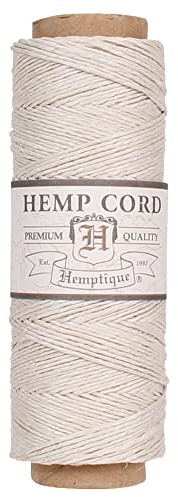 Hemptique Hanfschnur, 100% natürliche Hanfschnur, Einzelspule, 62,5 m – Handwerker Wahl – 0,5 mm Schnur für Schmuckherstellung, Makramee, Scrapbooking und mehr – natürlich