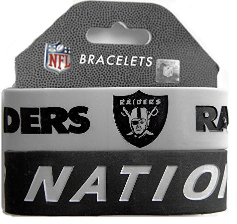 aminco NFL Oakland Raiders Silicone Rubber Bracelet, 2-pack, White