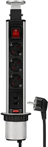 Rev Ritter 0012398712 - Columna de enchufes Triple, USB 1,5 m
