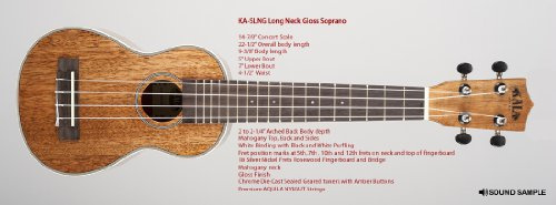KALA Long Neck Sopran Ukulele Mahagoni hochglanz mit Tasche
