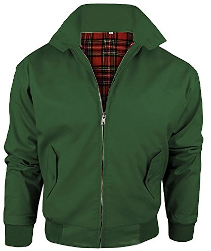 Army And Workwear Harrington Blouson de style aviateur classique pour hommes, avec doublure tartan et fermeture éclair