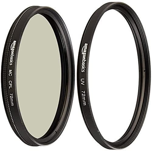 Amazon Basics Filtre polarisant Circulaire - 72mm & Filtre de Protection UV - 72mm