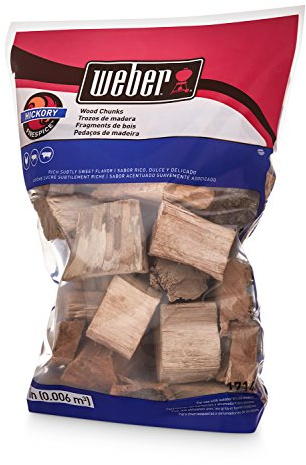 Weber Hickory Wood Chunks, 4 lb – Premium BBQ Smoking & Grilling Chips for Rich, Subtly Sweet Flavor – Ideal for Beef, Lamb, Poultry & Pork – Long Lasting