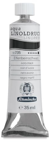 Schmincke – aqua-LINOLDRUCK - feinste Linoldruck-Farben, Elfenbeinschwarz - 35 ml