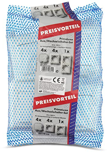 REV Ritter 0510345992 PrimaLuxe av-växelströmbrytare set 4 stycken, vit