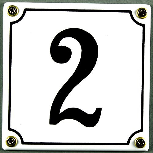 Buddel Bini Wetterfestes Emaille Hausnummernschild 2 12 x 12 cm, sofort lieferbar, weiß