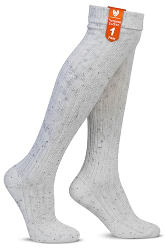 German Wear EXTRA Lange Trachtensocken Strümpfe Trachtenlederhose Socken aus Wolle mittelbeige 75cm
